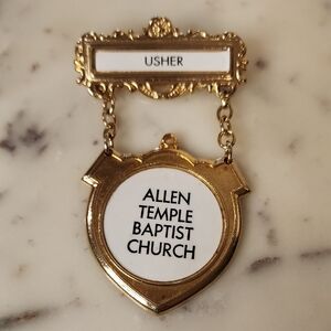 Antique Stanley Gold and White Usher Badge MINT